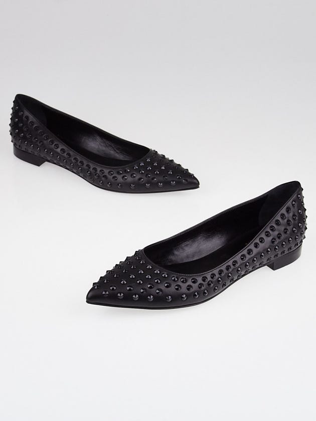 Yves Saint Laurent Black Leather Studded Ballerina Flats Size 7/37.5