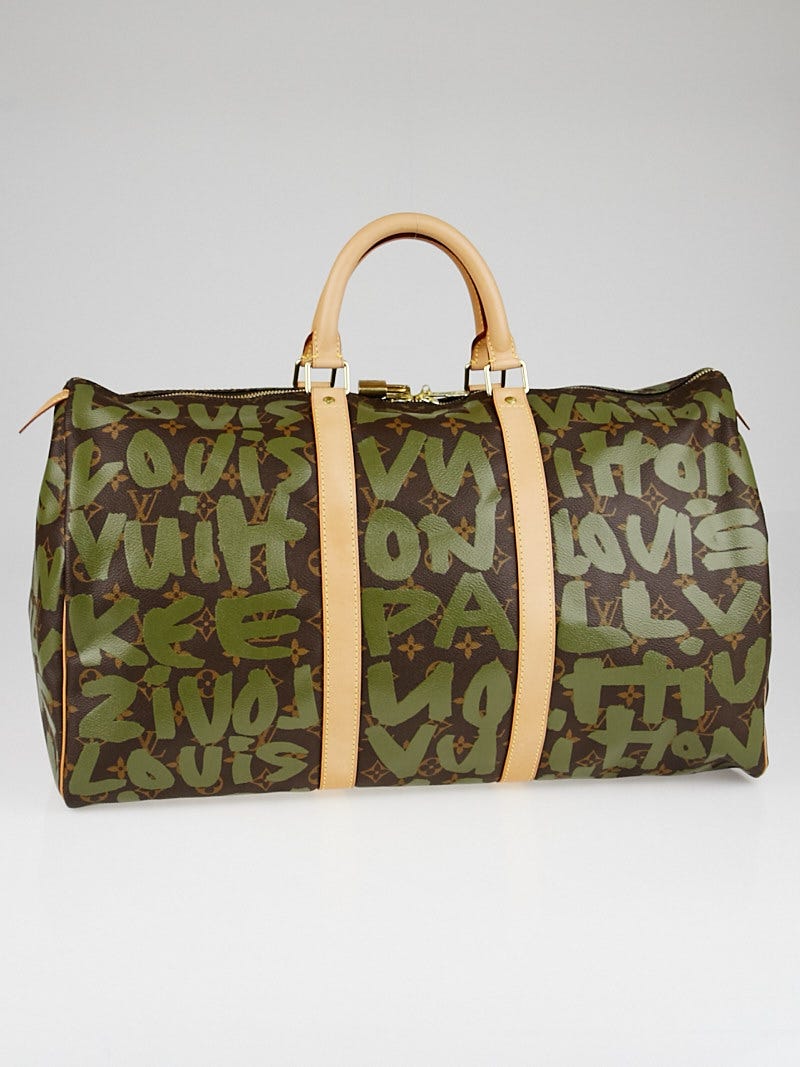LOUIS VUITTON Keepall 50 Monogram Graffiti Green Duffle Bag