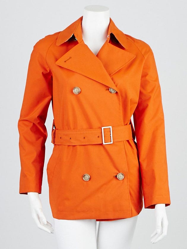Burberry London Orange Polyester Hillary Short Trench Coat Size 2