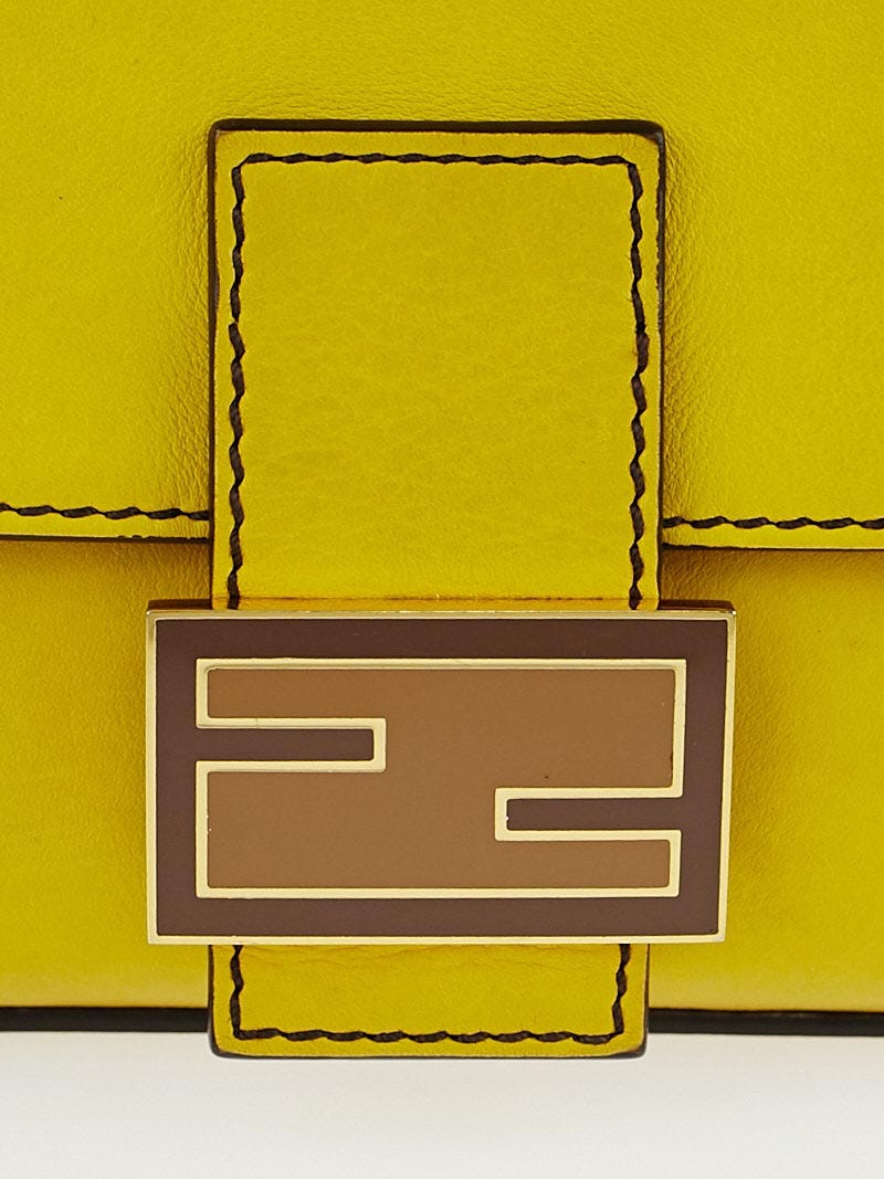 Fendi Chantilly Yellow Leather Baguette Bag - 8BR600