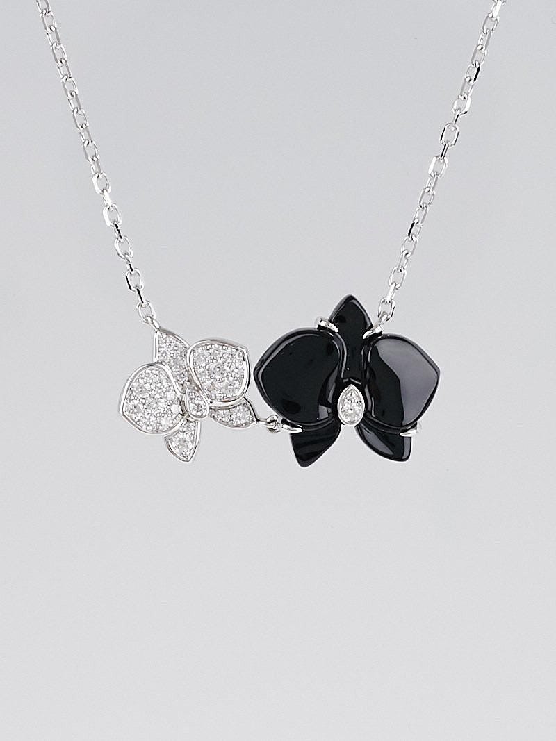 Cartier 18k White Gold Onyx and Diamonds Caresse d Orchidees par