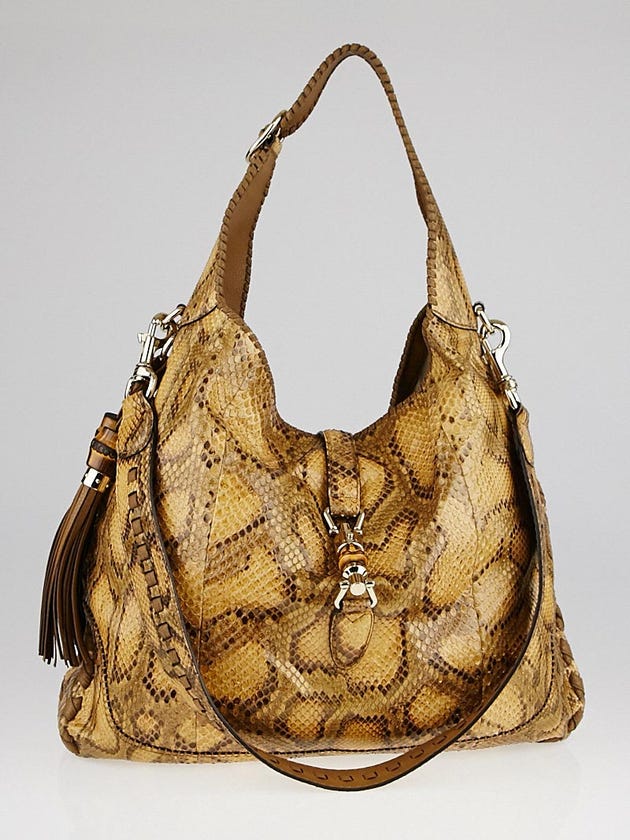 Gucci Made-to-Order Yellow/Brown Python Large New Jackie Shoulder Bag