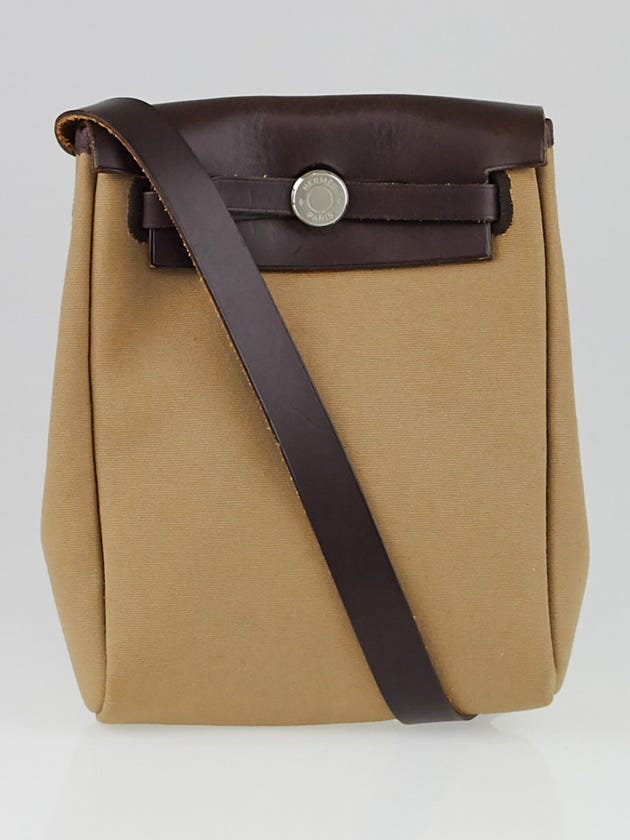 Hermes Etoupe Canvas and Ebene Vache Calfskin Leather Herbag TPM Bag