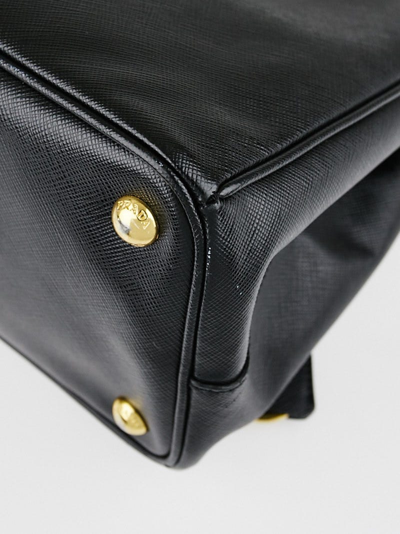 Prada Black Saffiano Lux Leather Double Zip Small Tote Bag BN2863