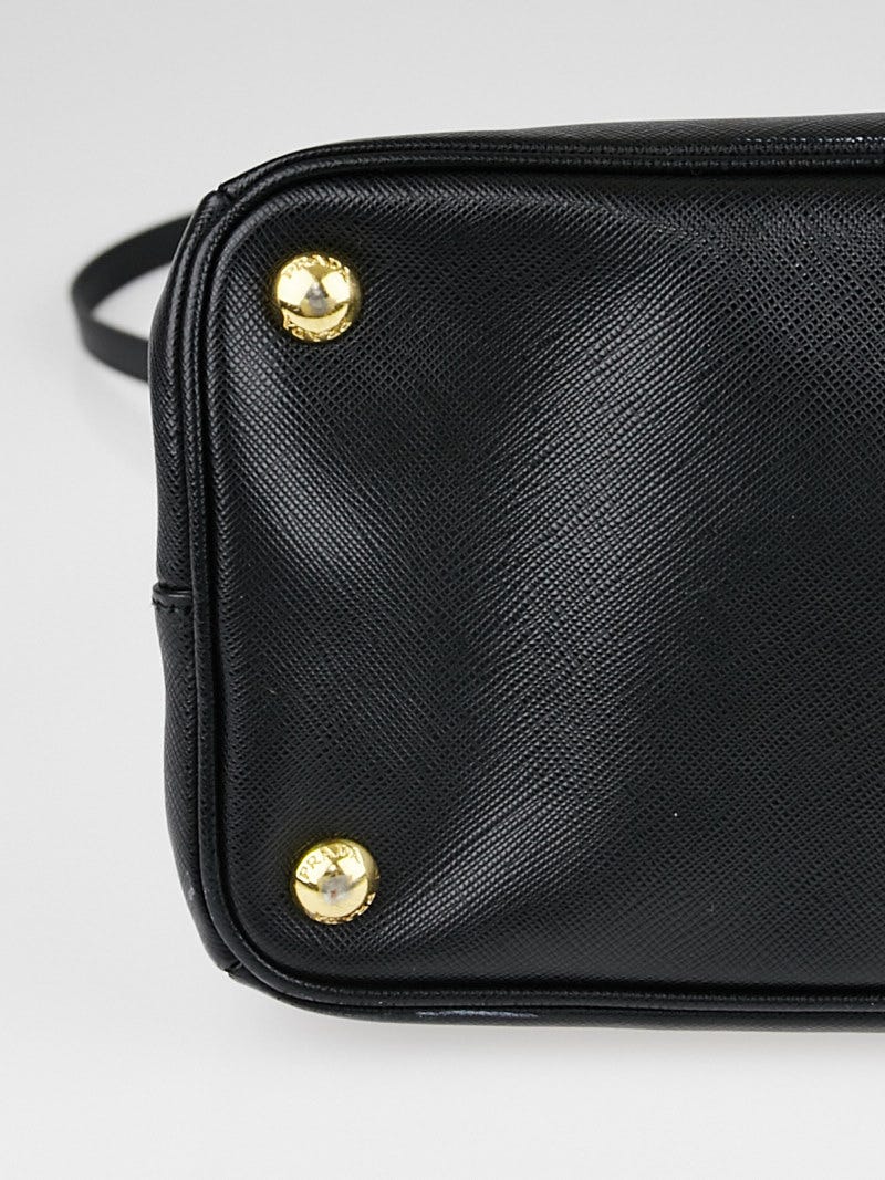 Prada Black Saffiano Lux Leather Double Zip Small Tote Bag Prada Black Saffiano Lux Leather Double Zip Small Tote Bag