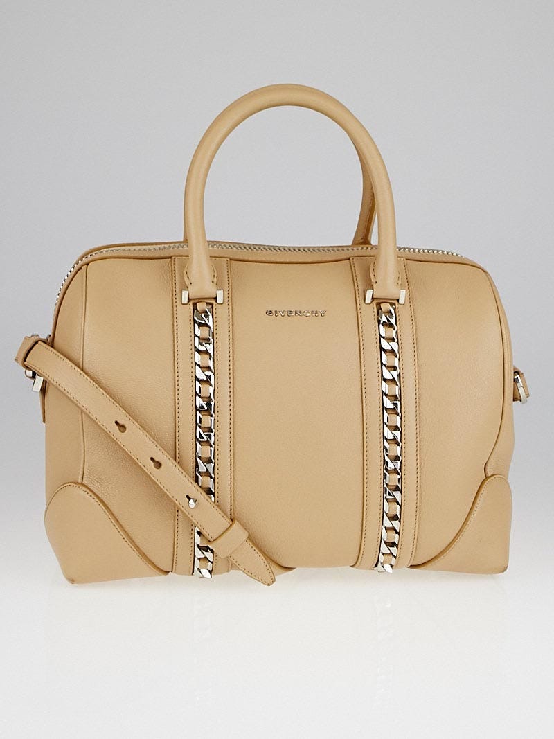 Givenchy Beige Goatskin Leather Medium Chain Animation Lucrezia Duffle Bag