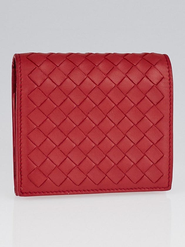 Bottega Veneta Fraise Intrecciato Woven Nappa Leather Small Wallet