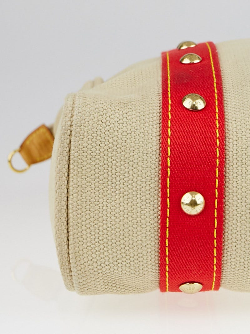 Louis Vuitton Beige/Red Toile Canvas Limited Edition Antigua Cabas MM Bag