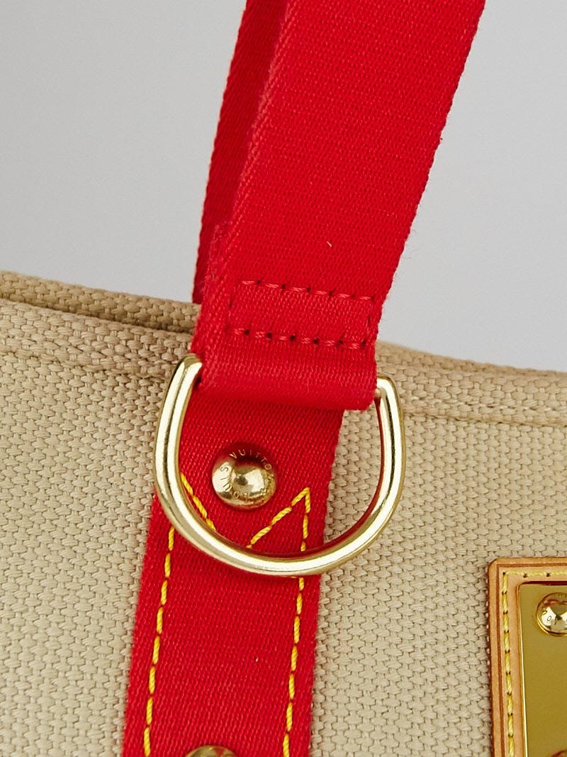 Louis Vuitton Beige/Red Canvas Limited Edition Antigua Cabas Tote PM Bag  Louis Vuitton