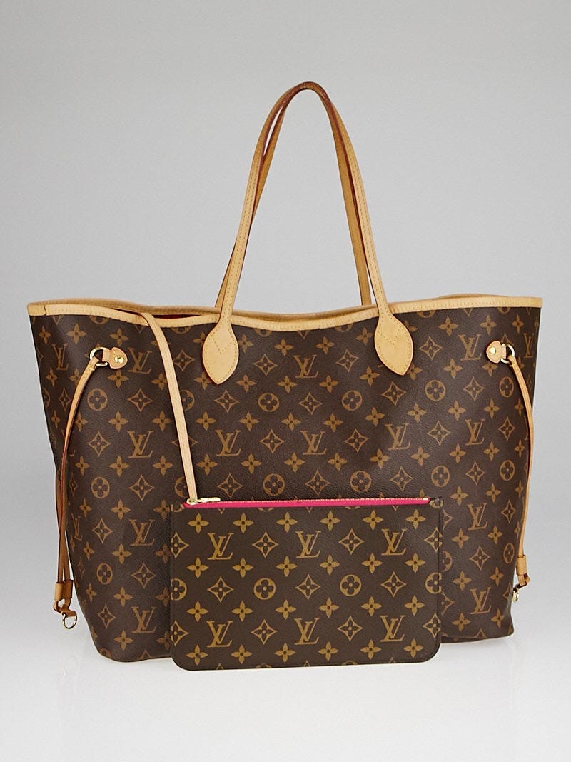 Louis Vuitton Neverfull GM Monogram Canvas Tote Bag with yellow interior