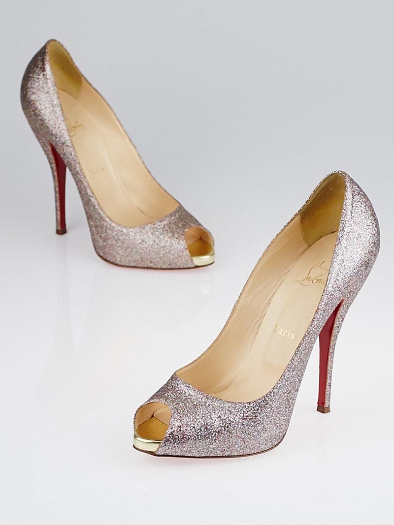 Christian Louboutin Multicolor Glitter Mini Titi 120 Peep Toe
