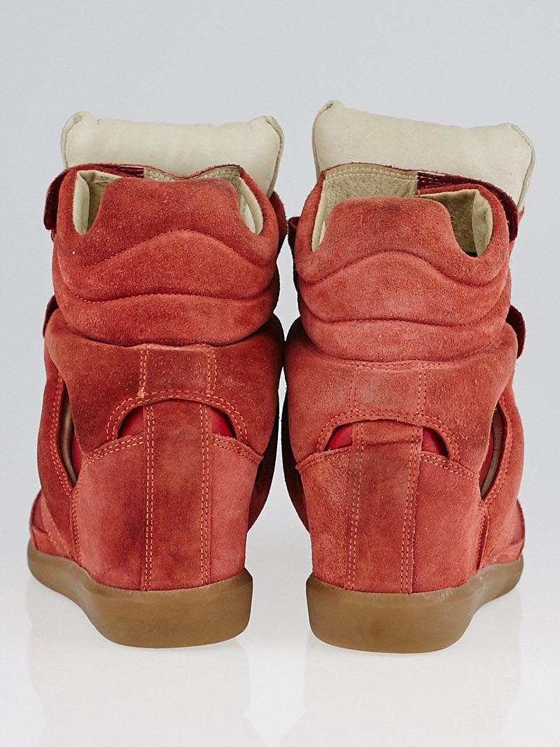 Isabel Marant Red Suede and Leather Burt Sneaker Wedges Size 7.5 38 Yoogi s Closet