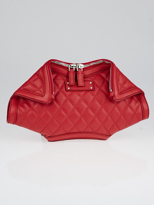 Alexander McQueen Red Quilted Leather De Manta Clutch Bag