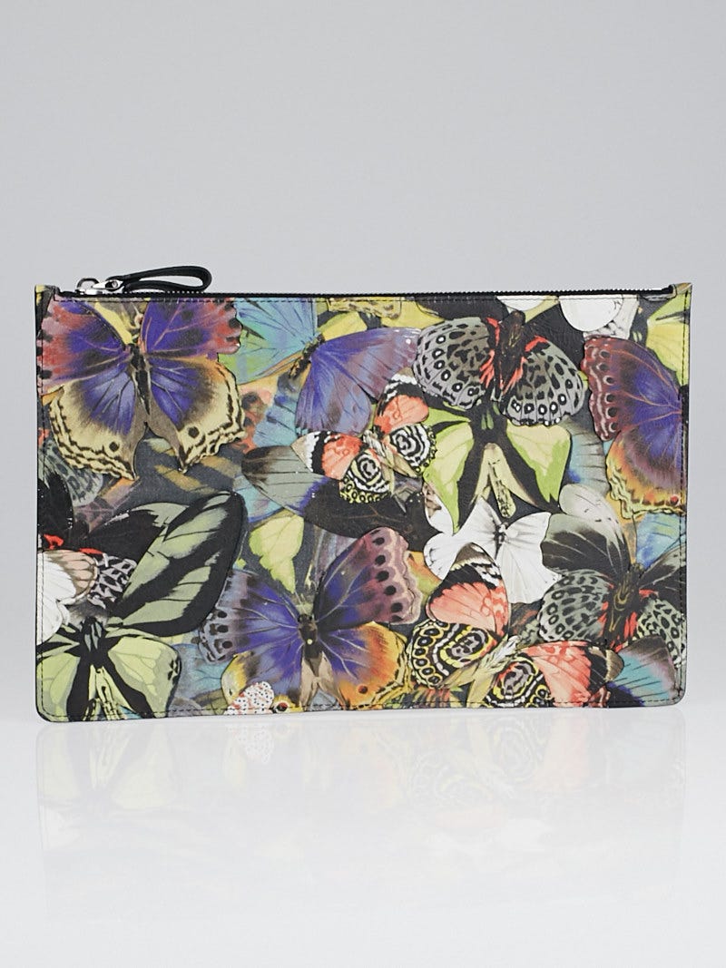 Valentino Multicolor Canvas and Leather Camubutterfly Clutch Bag