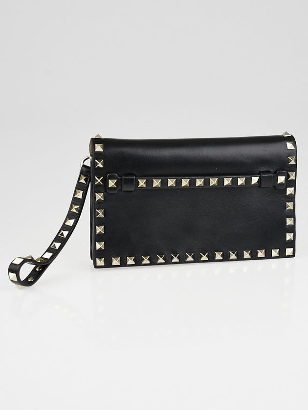 Valentino Black Nappa Leather Rockstud Small Clutch Bag