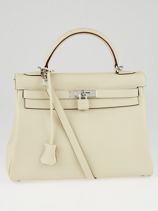 Hermes 32cm Parchemin Swift Leather Palladium Plated Retourne Kelly Bag