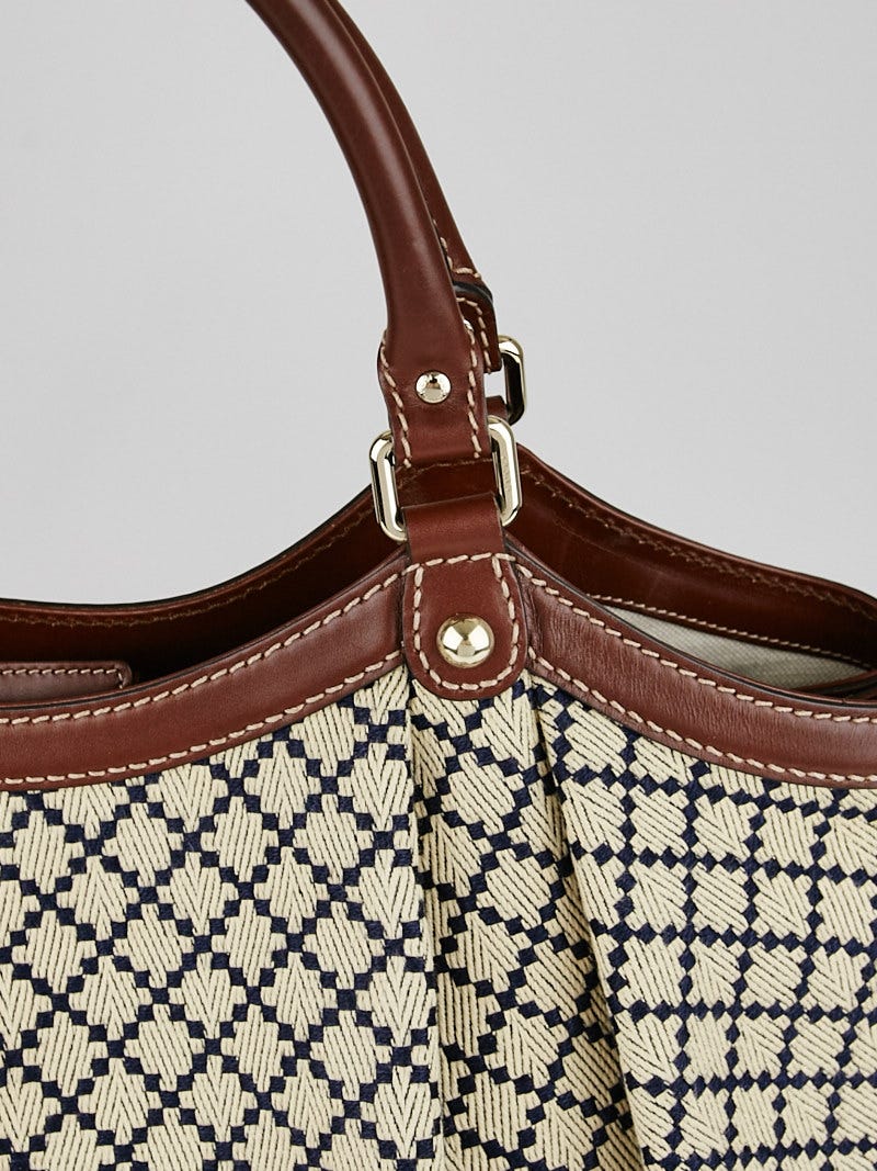 Gucci Beige/Blue Diamante Canvas Large Sukey Bag | Yoogi's Closet