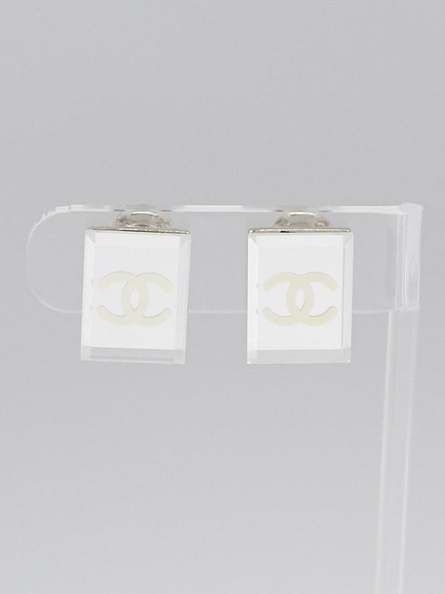 Chanel Silvertone Metal CC Square Clip-On Earrings