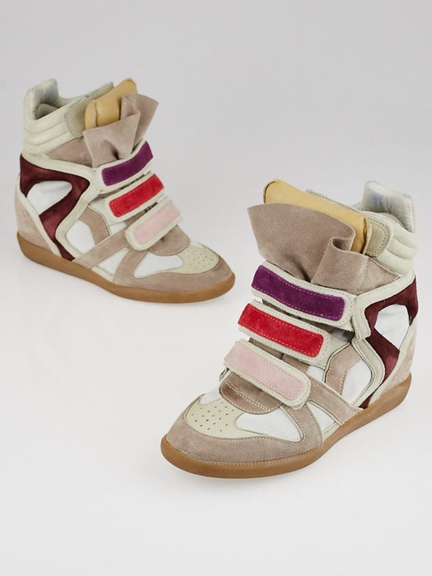 Isabel Marant Bois de Rose/Camel Willow Over Basket Sneaker Wedges Size 7.5/38