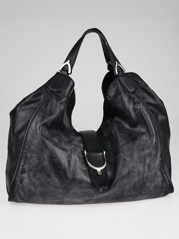 Gucci Black Calfskin Leather Soft Stirrup Large Shoulder Bag