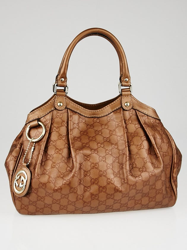 Gucci Bronze Guccissima Leather Medium Sukey Tote Bag