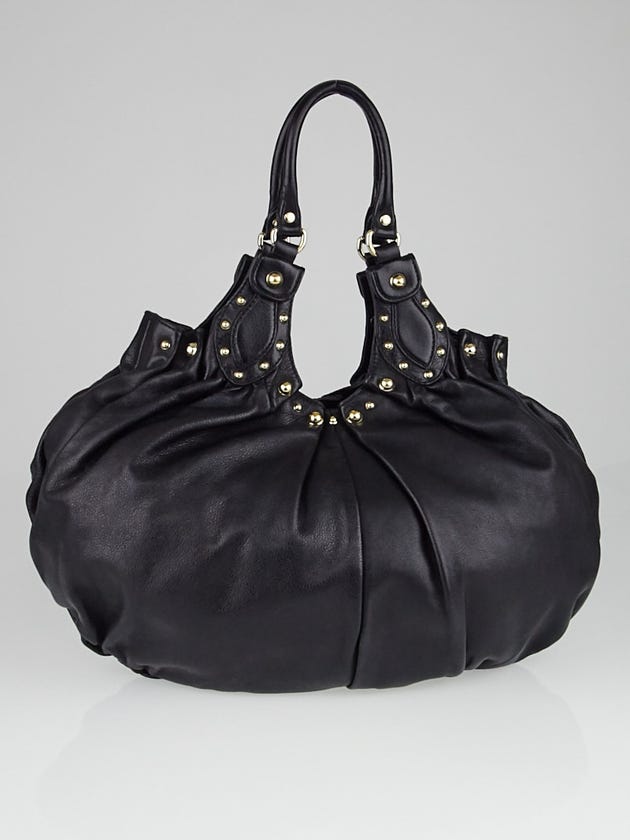 Gucci Black Leather Studded Pelham Large Shoulder Bag