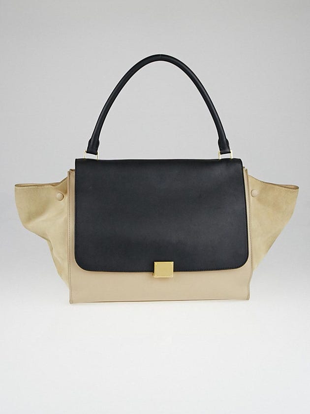 Celine Black/Dune Leather Large Trapeze Bag