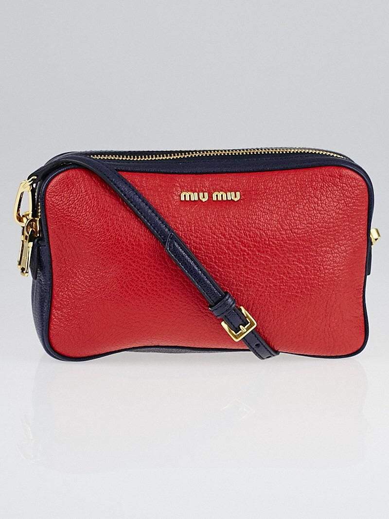 Miu Miu Baltico/Fuoco Madras Goatskin Leather Bandoliera