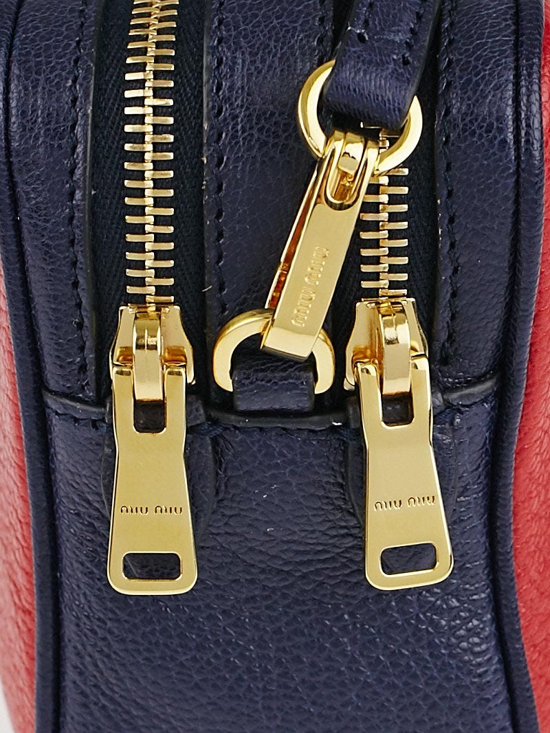 Miu Miu Baltico/Fuoco Madras Goatskin Leather Bandoliera