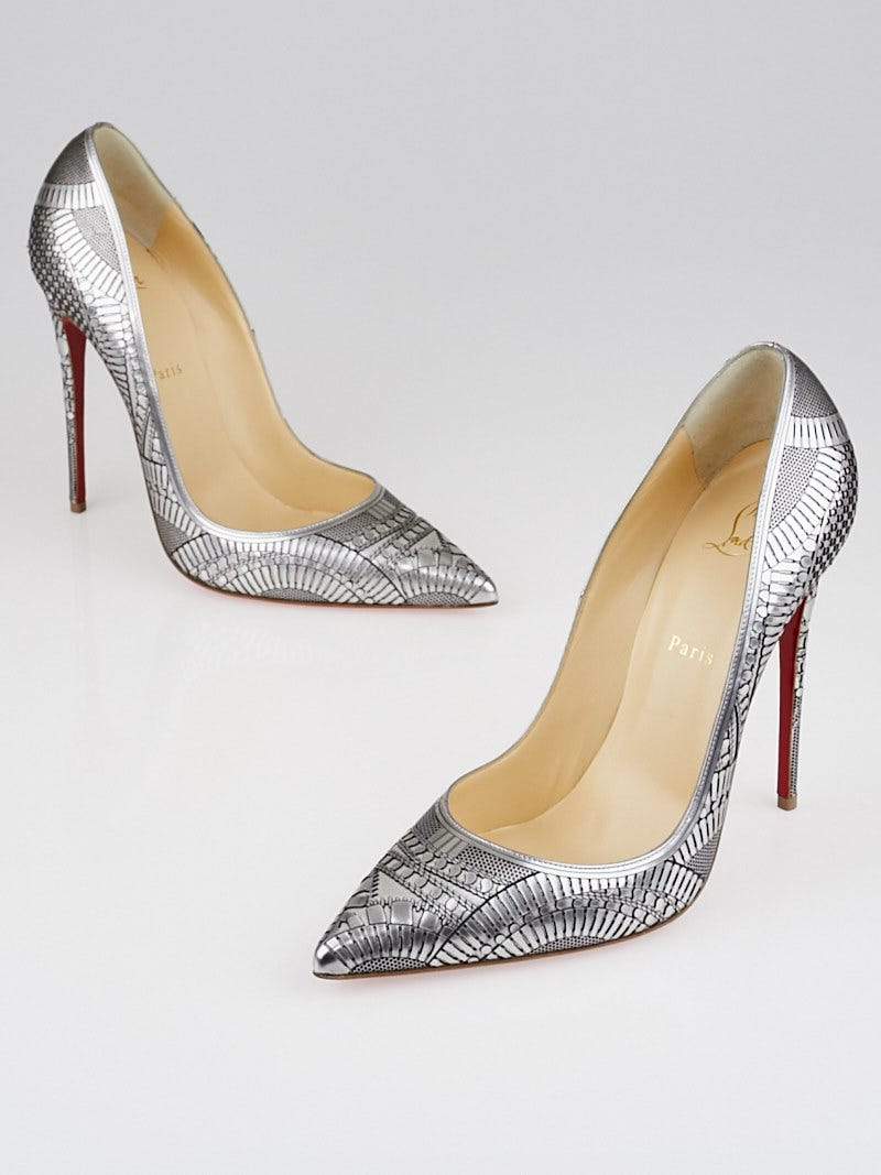 Christian louboutin cheap silver pumps
