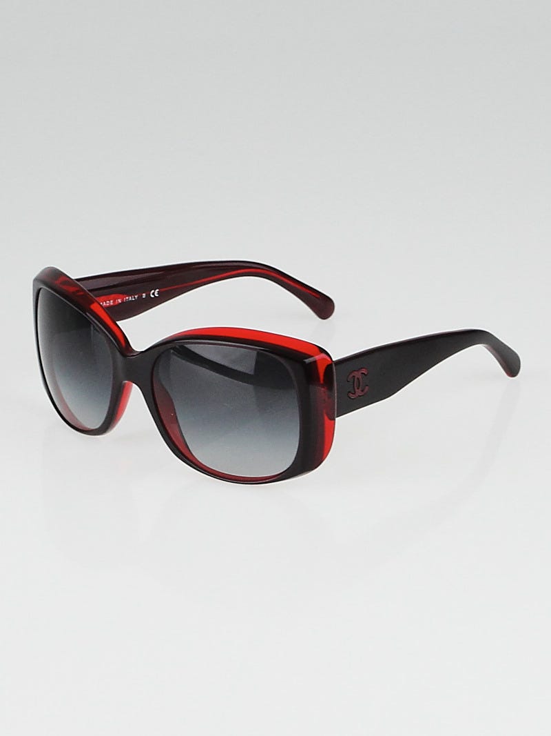 Chanel red discount frame sunglasses