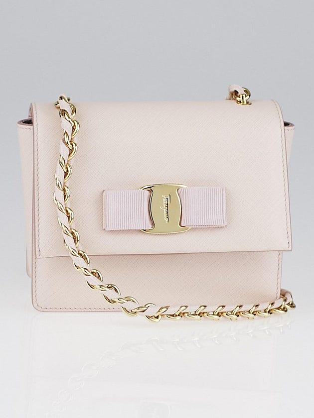 Salvatore Ferragamo Macaron Saffiano Printed Calfskin Leather Ginny Crossbody Bag