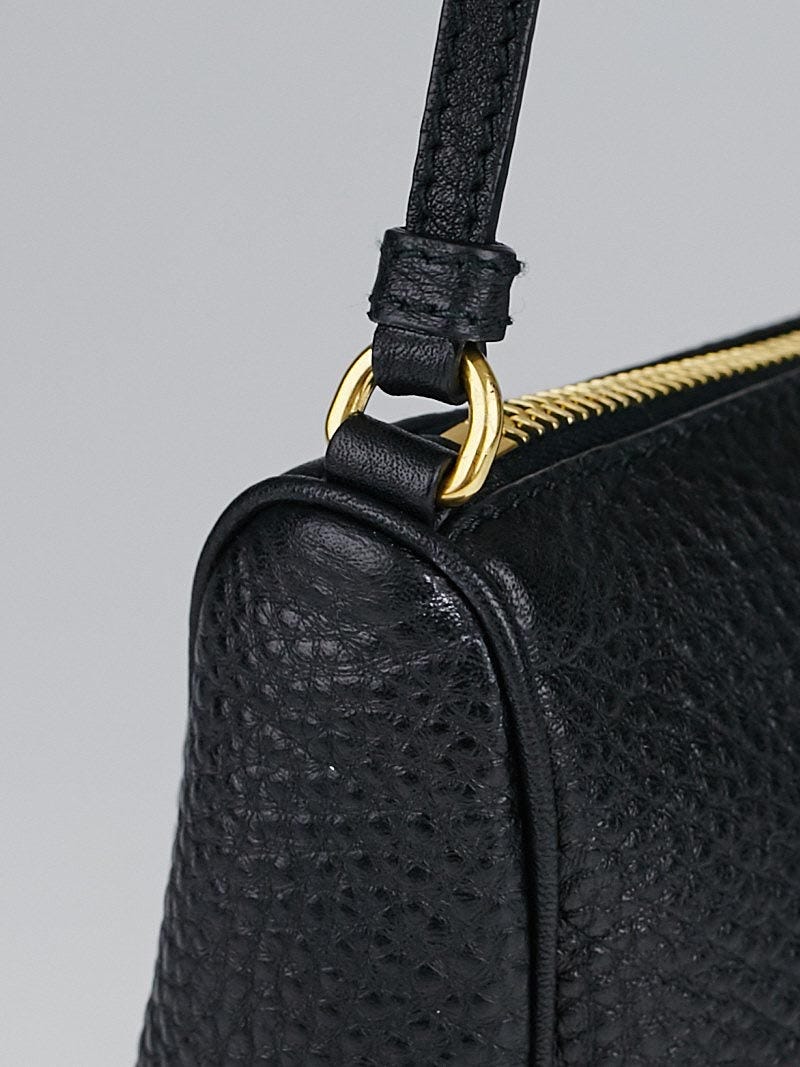 Prada Black Leather Vitello Daino Pochette Bag 1N1620 Prada Black Leather Vitello Daino Pochette Bag 1N1620