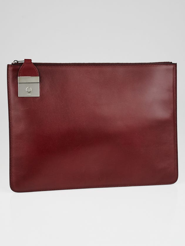 Celine Burgundy Leather Side Lock Clutch Bag