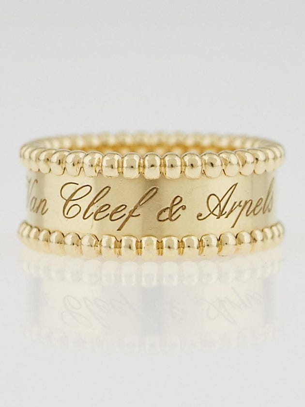 Van Cleef & Arpels 18k Yellow Gold Perlee Signature Ring Size 6/52