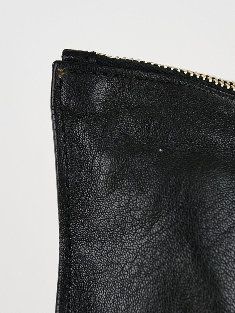 Alexander McQueen Black Leather Skull Zip Pouch Clutch Bag