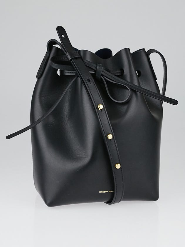 Mansur Gavriel Black/Blue Leather Mini Bucket Bag