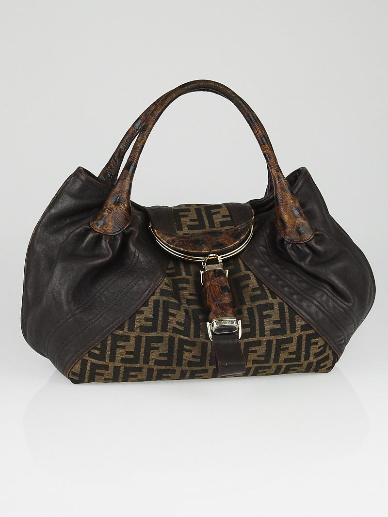 独特な店 Fendi Tobacco Zucca Print Canvas and Tortuga Spy Bag 8BR511 フォーマルシューズ