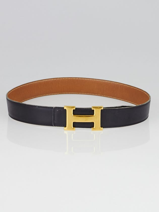 Hermes 32mm Black Box / Gold Courchevel Leather Gold Plated Constance H Belt Size 70