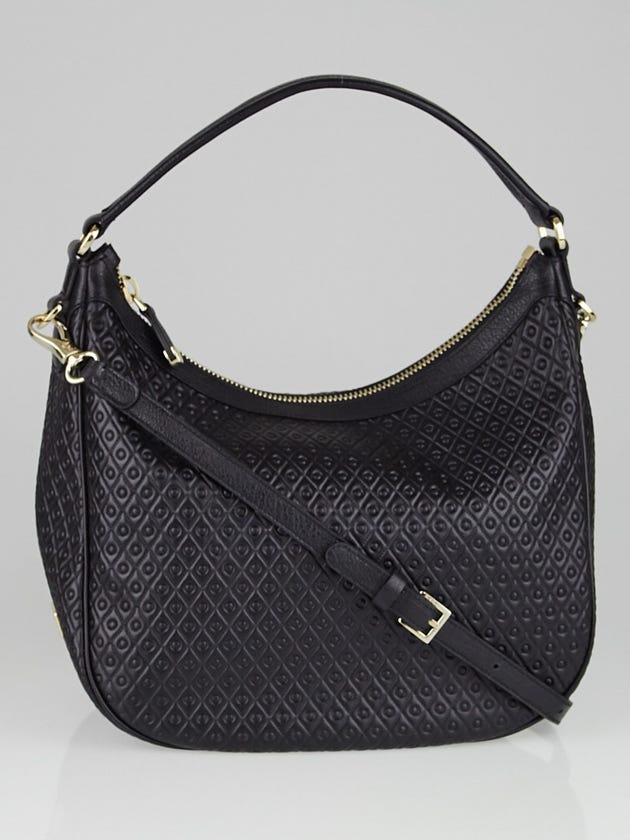 Tod's Black Signature Embossed Leather Hobo Bag