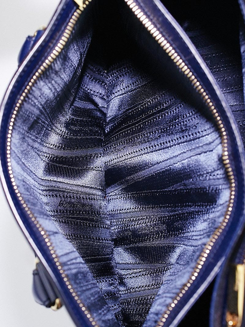 Salvatore Ferragamo Blue Saffiano Leather Briana Small Tote Bag | Yoogi's  Closet