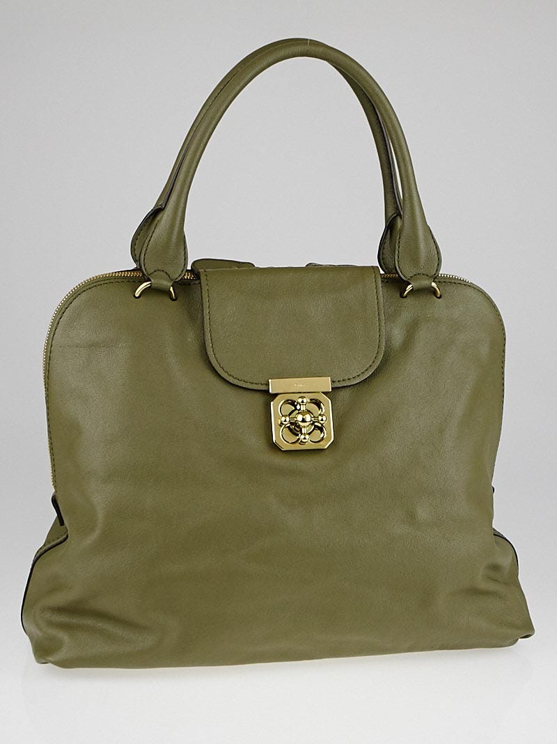 Chloe Sage Buffalo Leather Elsie Large Bowling Bag