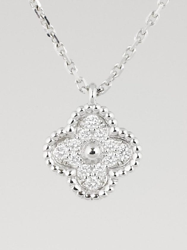 Van Cleef & Arpels 18k White Gold and Diamond Sweet and Alhambra Pendant