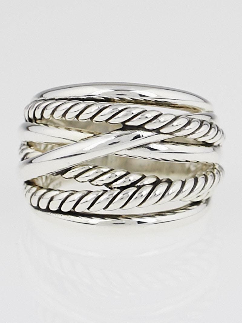 David Yurman Sterling Silver Crossover Wide Ring Size 7.5