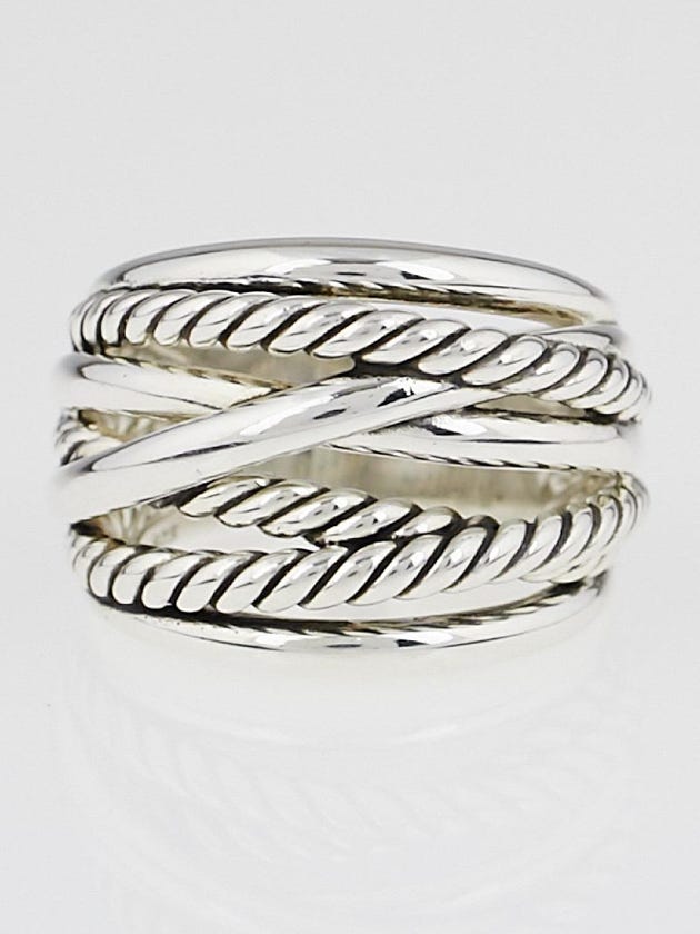 David Yurman Sterling Silver Crossover Wide Ring Size 7.5