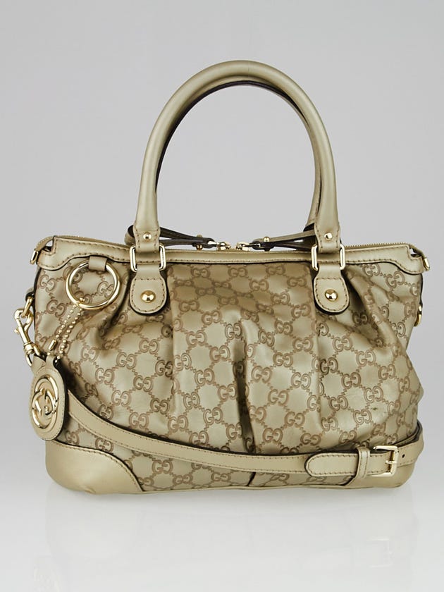 Gucci Gold Guccissima Leather Sukey Top Handle Bag