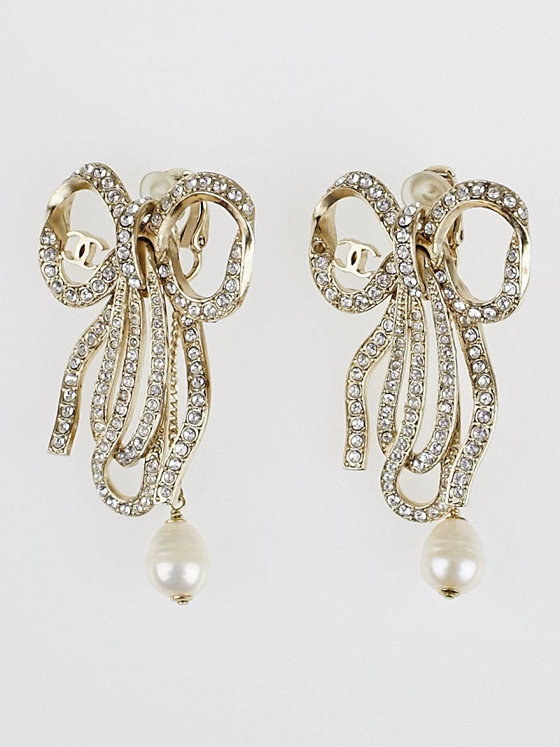 chanel clip on drop earrings