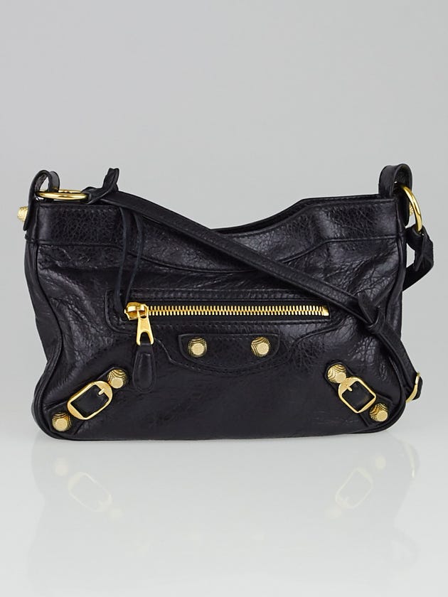 Balenciaga Black Lambskin Leather Giant 12 Gold Hip Bag