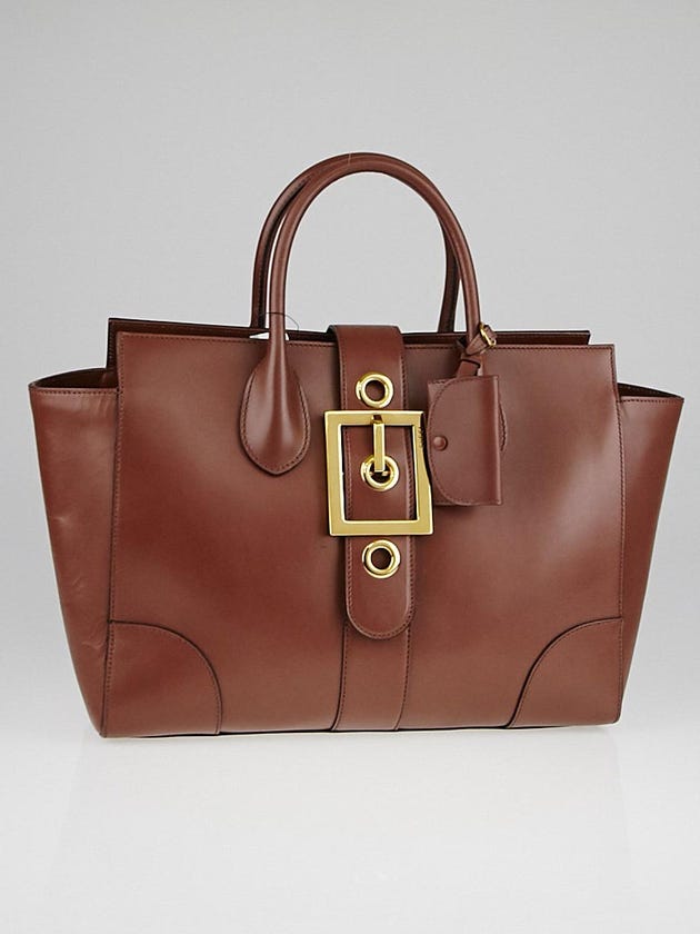 Gucci Brown Smooth Leather Lady Buckle Top Handle Bag