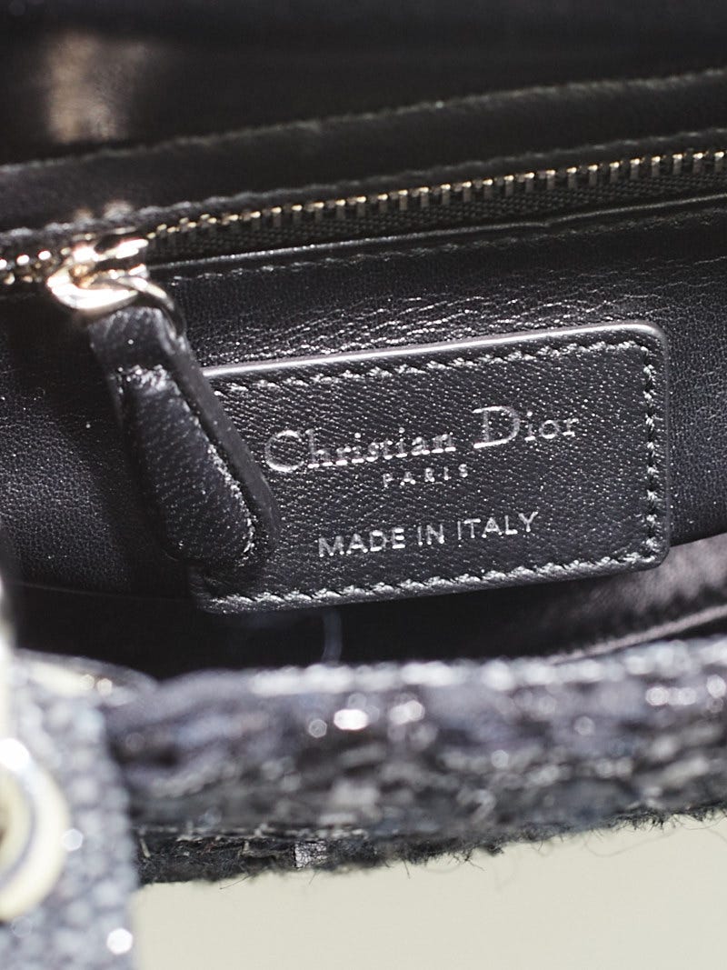 Christian Dior Black Tweed and Stingray Mini Lady Dior Bag